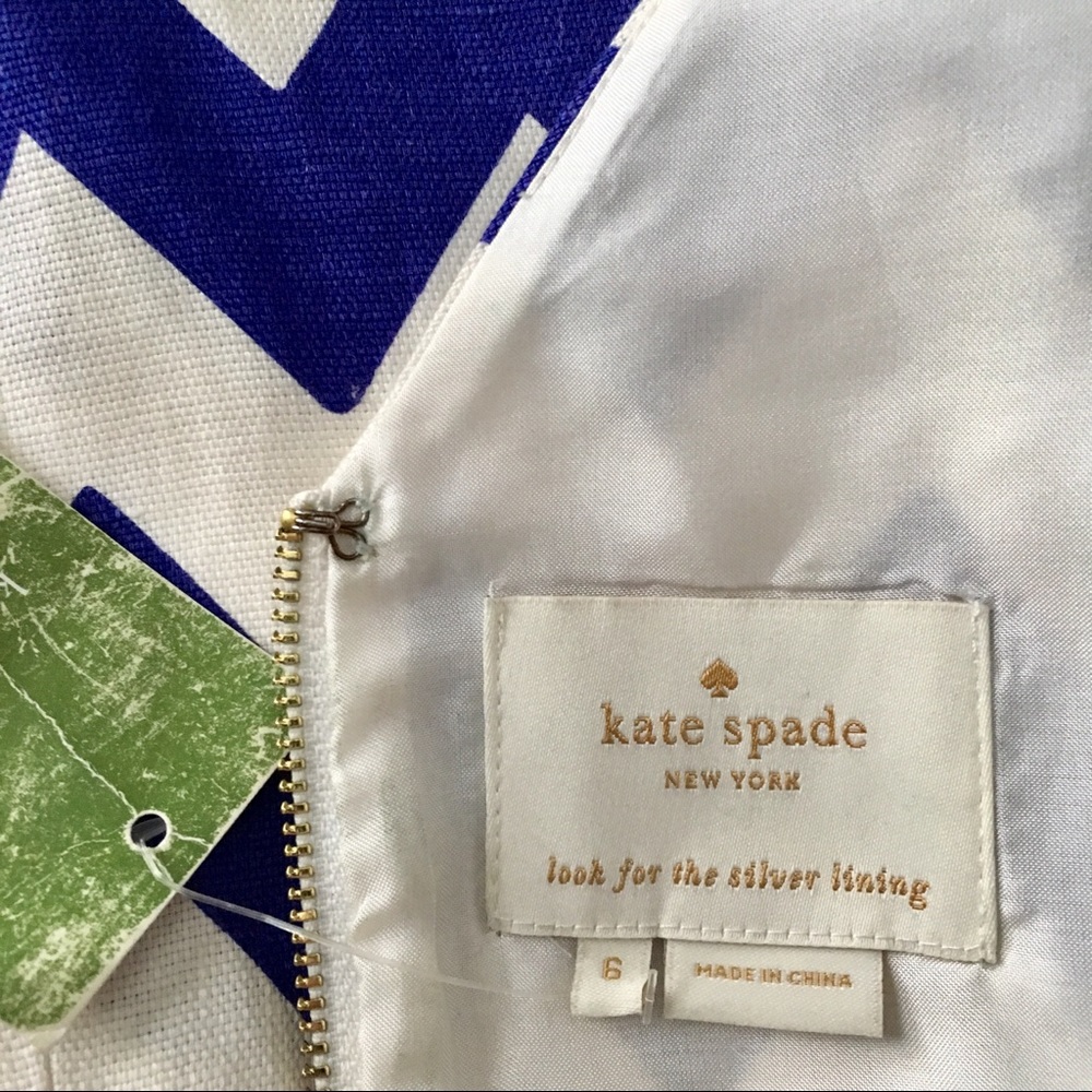 Kate Spade Blue & White Chevron Sheath Dress, 6 - Picture 6 of 8